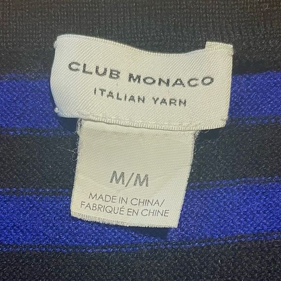 Club Monaco Italian Yarn Merino Wool Striped Sweater Sz. Medium - Picture 7 of 8